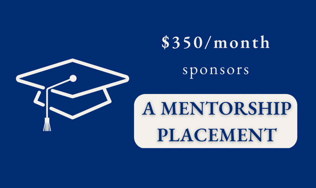 $350/month sponsors a mentorship placement